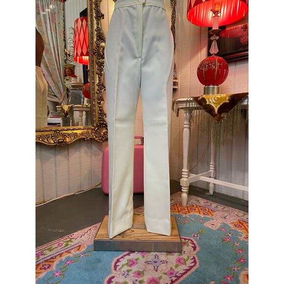 vintage 1970s cream pantsuit 70s jacket and pants flared butterfly mod polyester - Picture 10 of 10